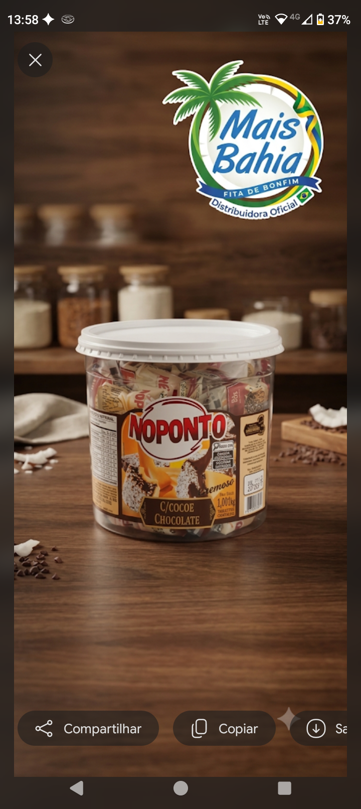 Pote de Doce Noponto C/Coco e Chocolate 1,001kg com 20 unidades