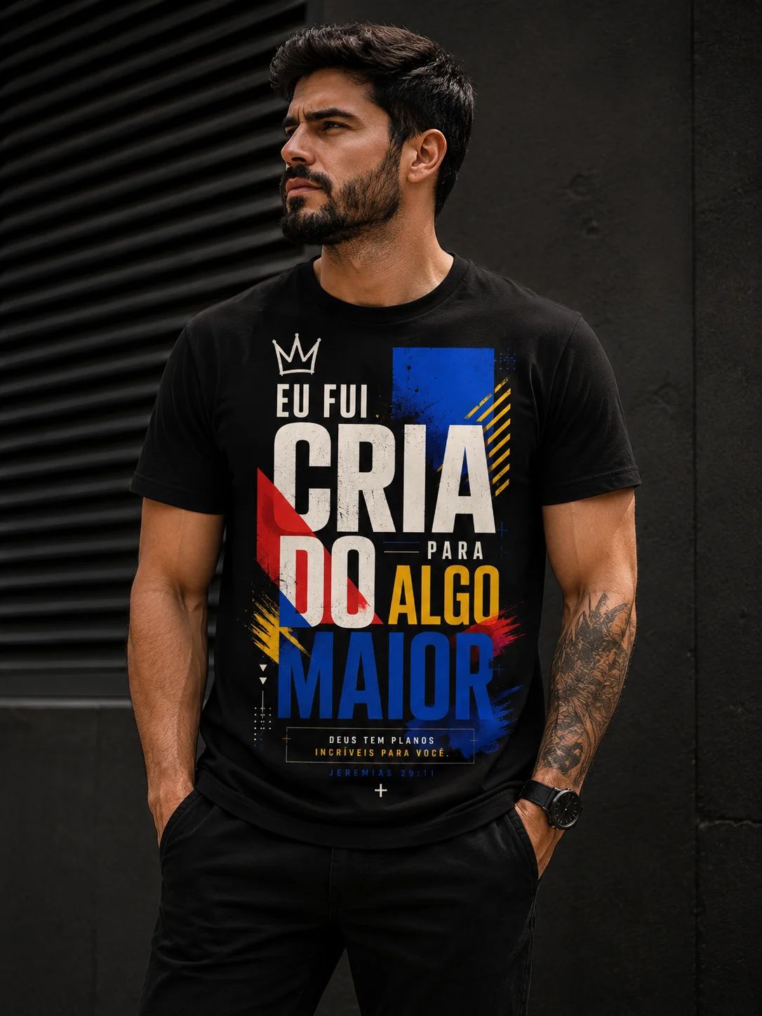 Camiseta Preta Masculina Estampada