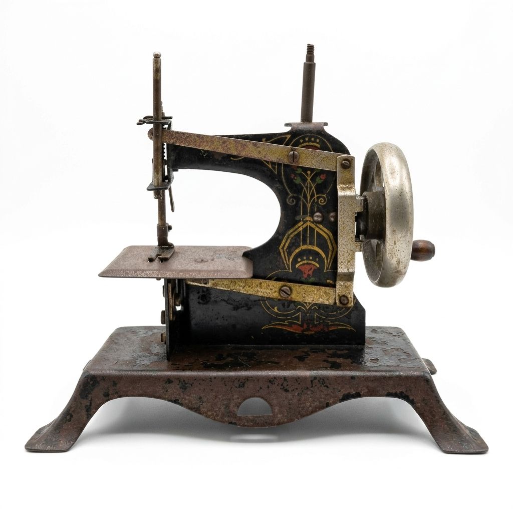 Mini máquina de costura antiga de ferro