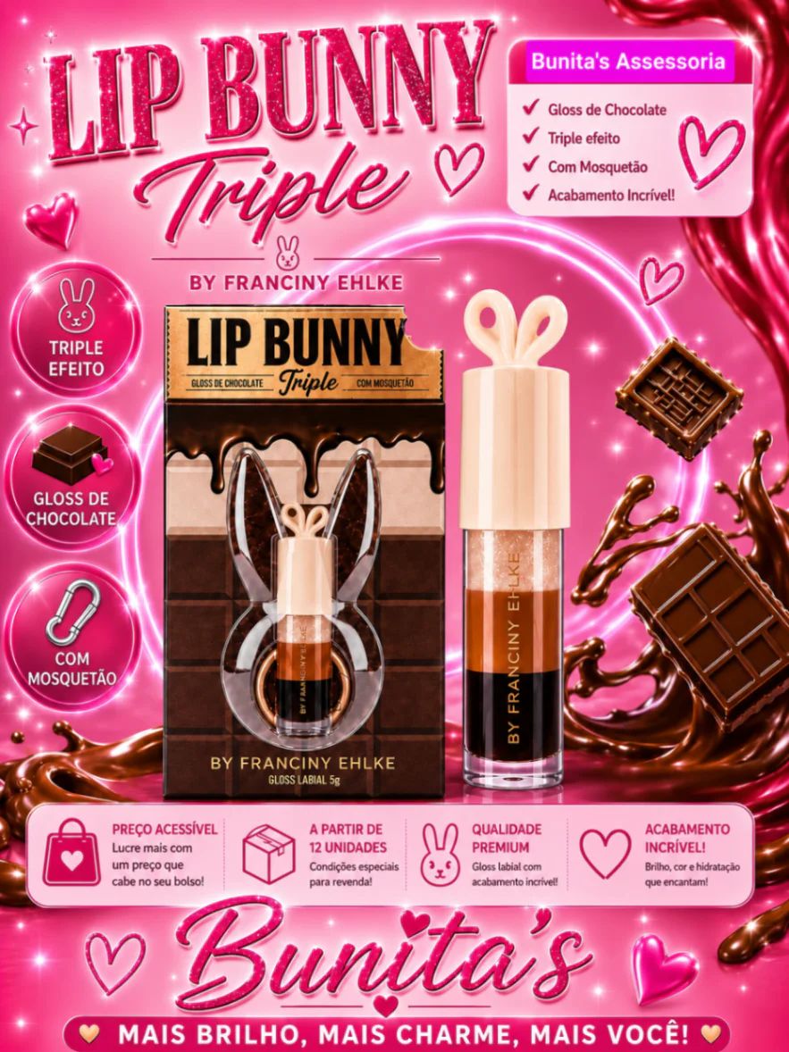 Lip Bunny Triple Gloss de Chocolate Franciny Ehlke 5g