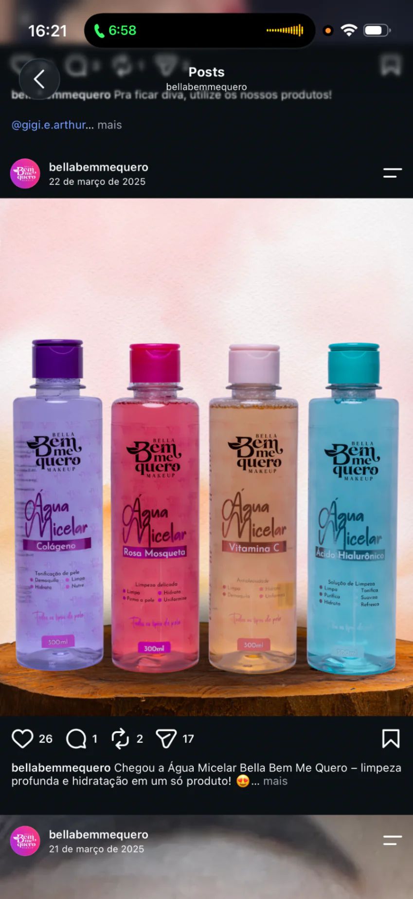 Água Micelar Bella Bem Me Quero 300ml
