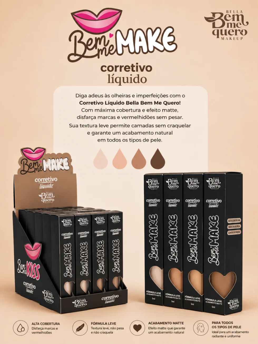 Corretivo Líquido Bem Me Make Bella Bem Me Quero 5ml