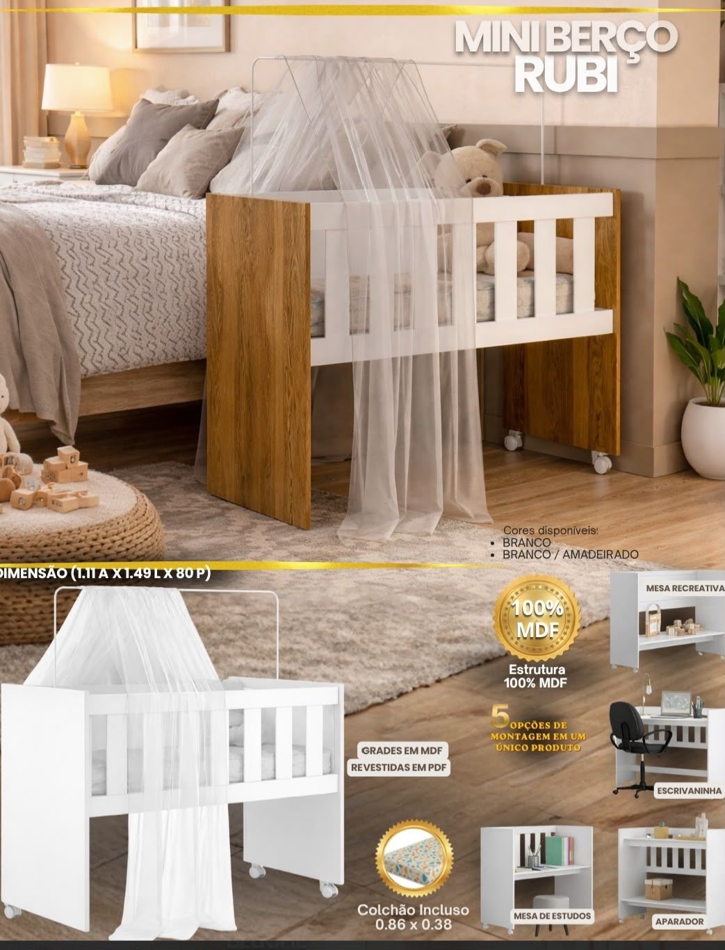 Mini berço  100% MDF
