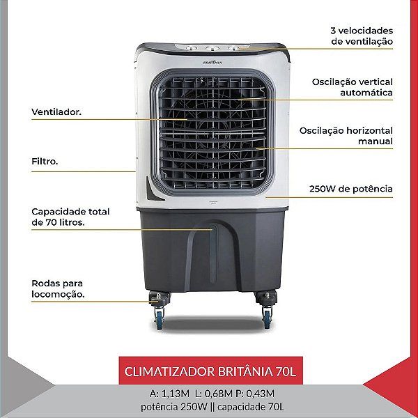 Climatizador Britânia 70 litros