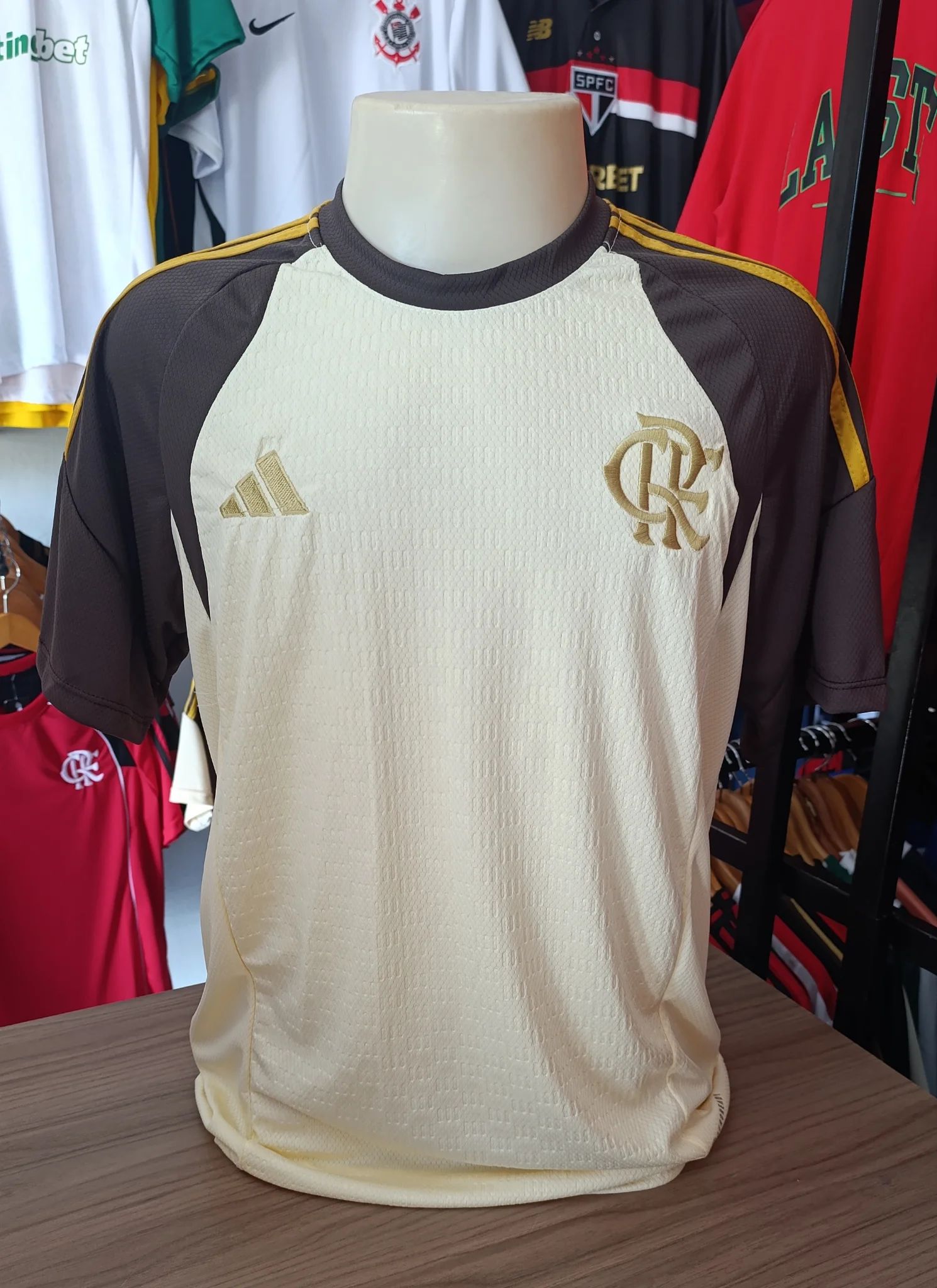 Camisa Flamengo Treino Bege - Dri Fit Premium