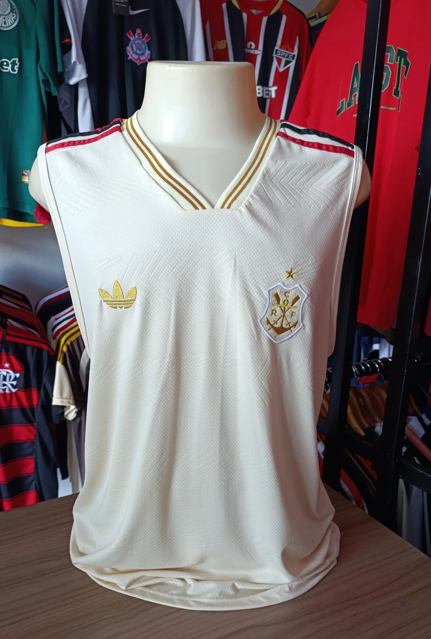 Camisa Regata Flamengo Off-White Dourada