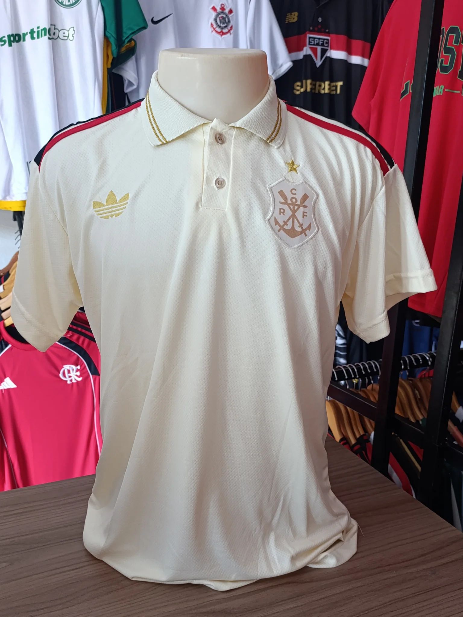 Camisa Flamengo Polo Bege - Dri Fit Premium