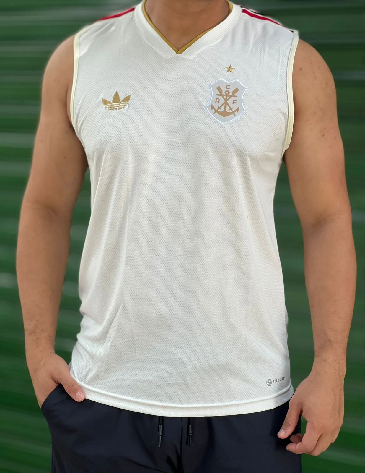 Camisa Regata Flamengo Off-White Dourada