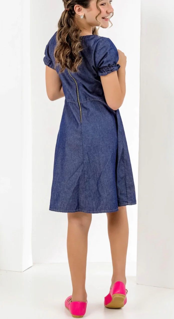 Vestido Jeans Infantil com Amarração