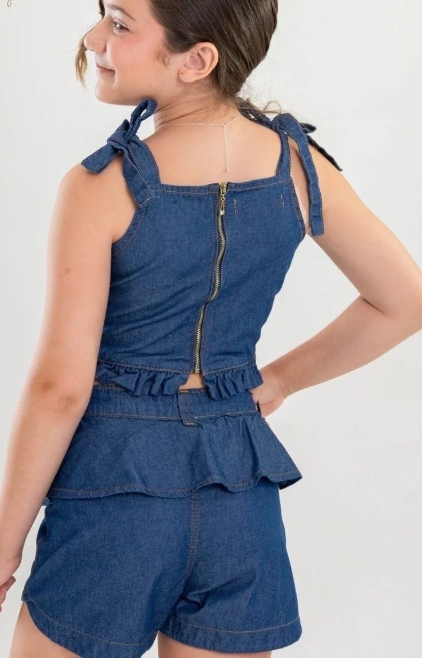 Conjunto Jeans Infantil Blusa e Short