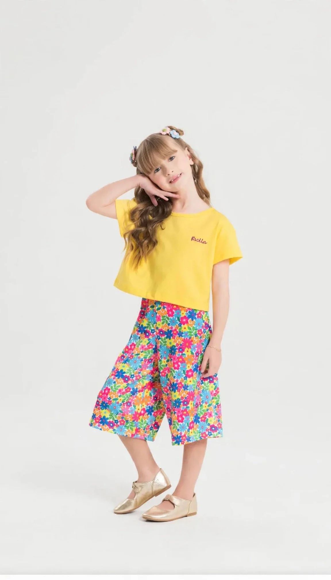 Conjunto Infantil Amarelo e Estampado