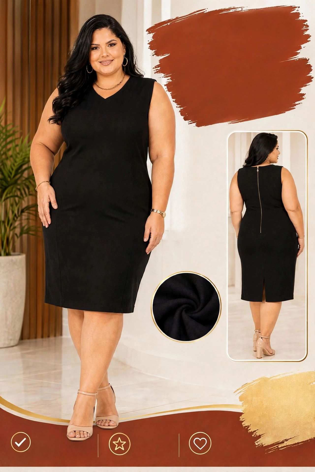 Vestido Midi Preto Plus Size