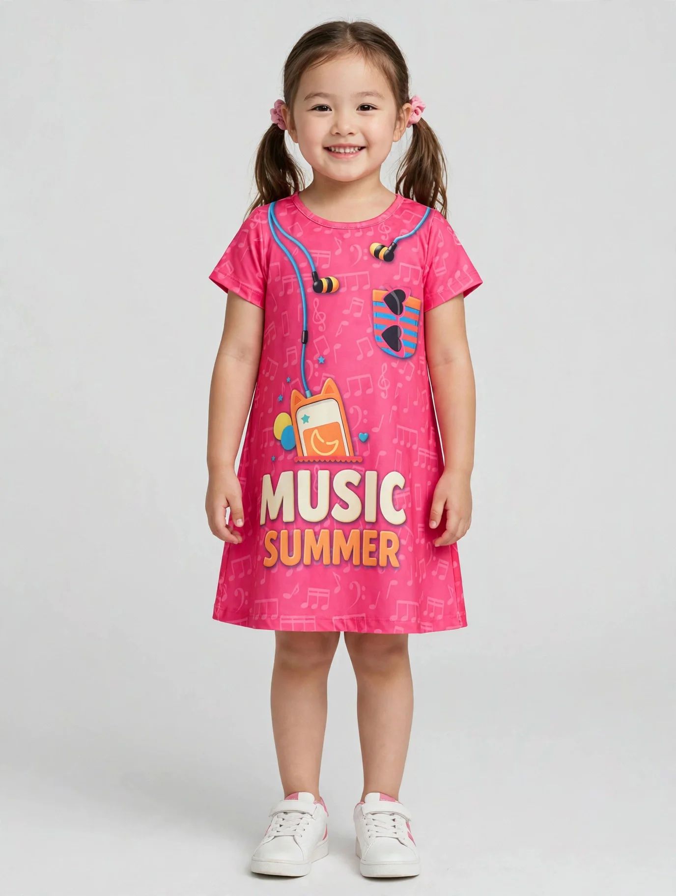 Vestido Infantil Rosa Music Summer