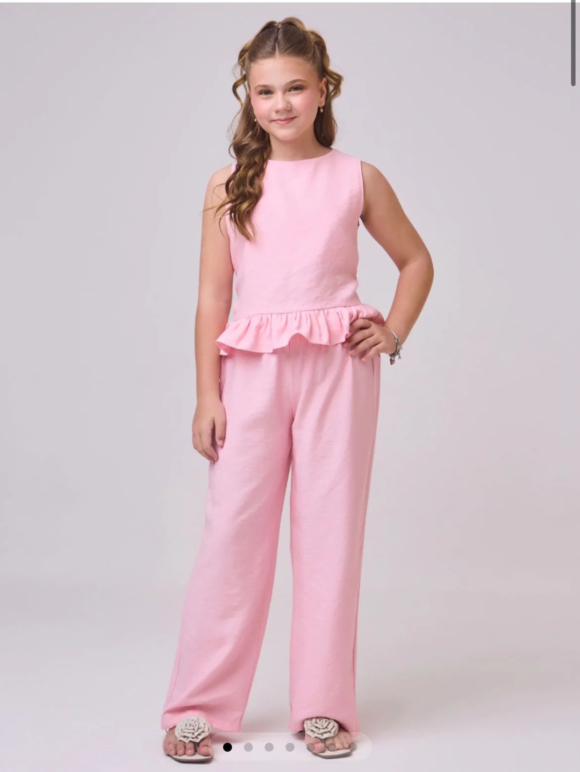 Conjunto Infantil Rosa de Blusa e Calça