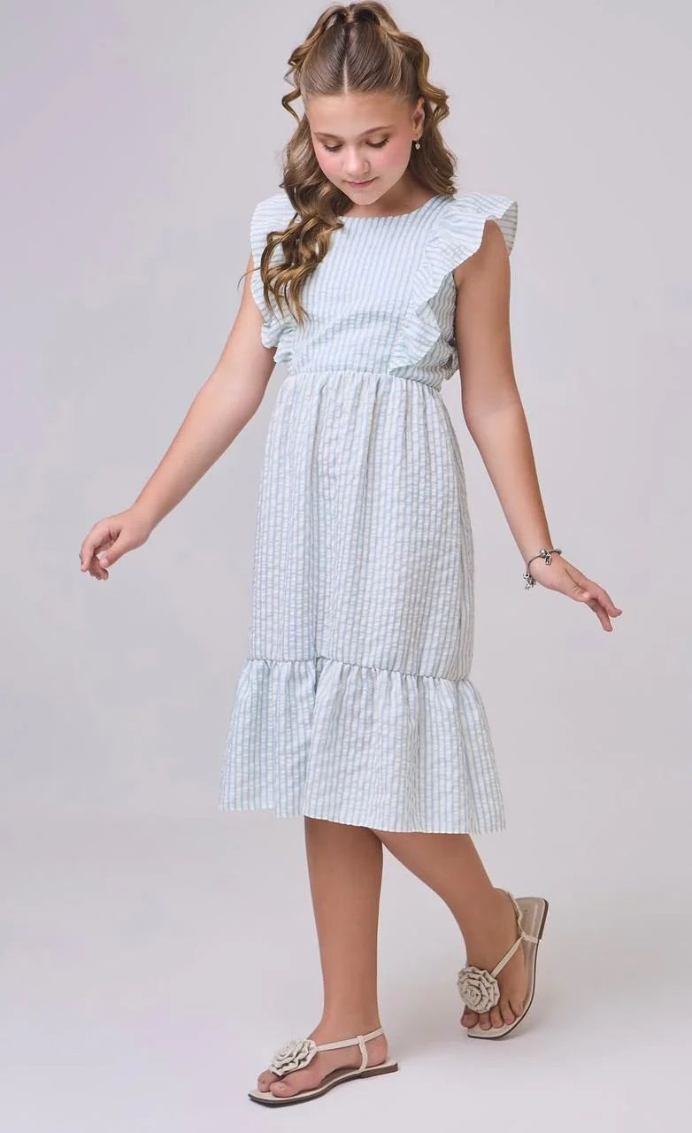 Vestido Infantil Listrado com Babados