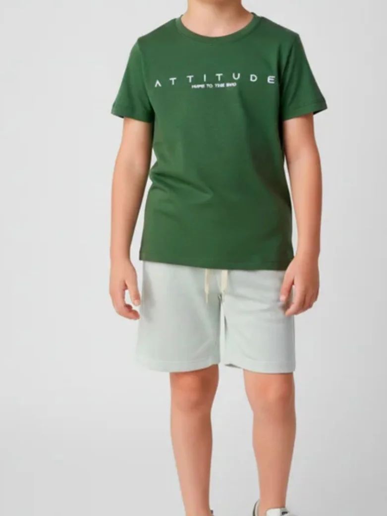 Conjunto Infantil Verde e Cinza Attitude