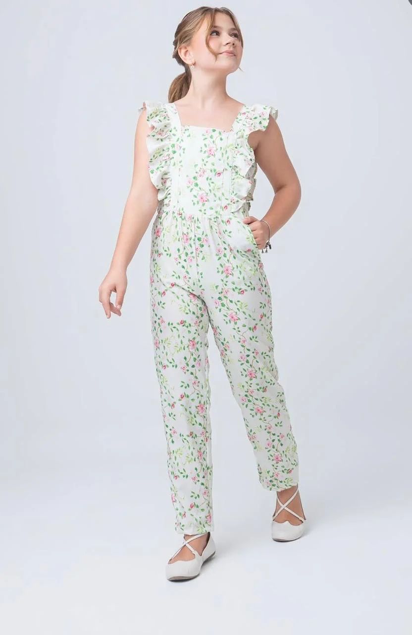 Macacão Infantil Floral com Babados