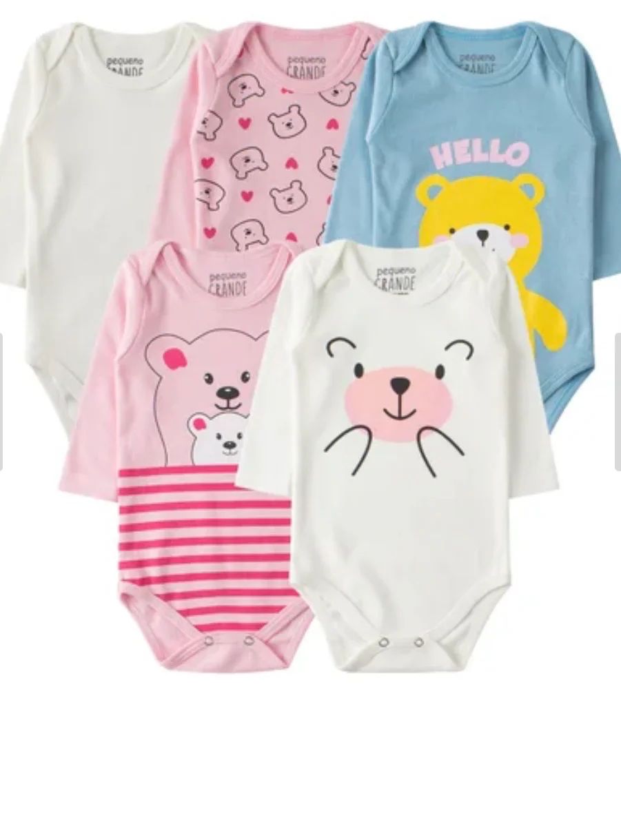 Kit Body Infantil Manga Longa Pequeno Grande