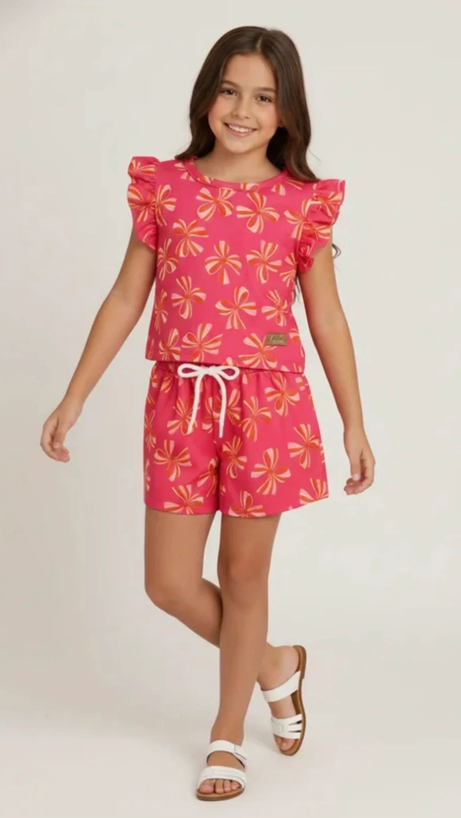 Conjunto Infantil Estampado com Babados