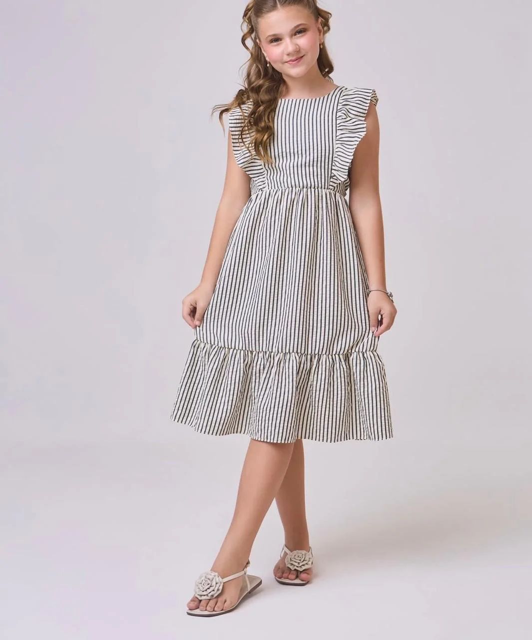 Vestido Infantil Listrado com Babados