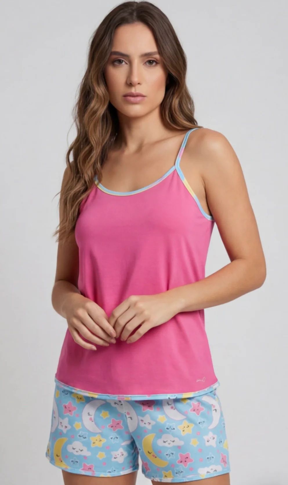 Pijama Regata Rosa com Shorts Estampado
