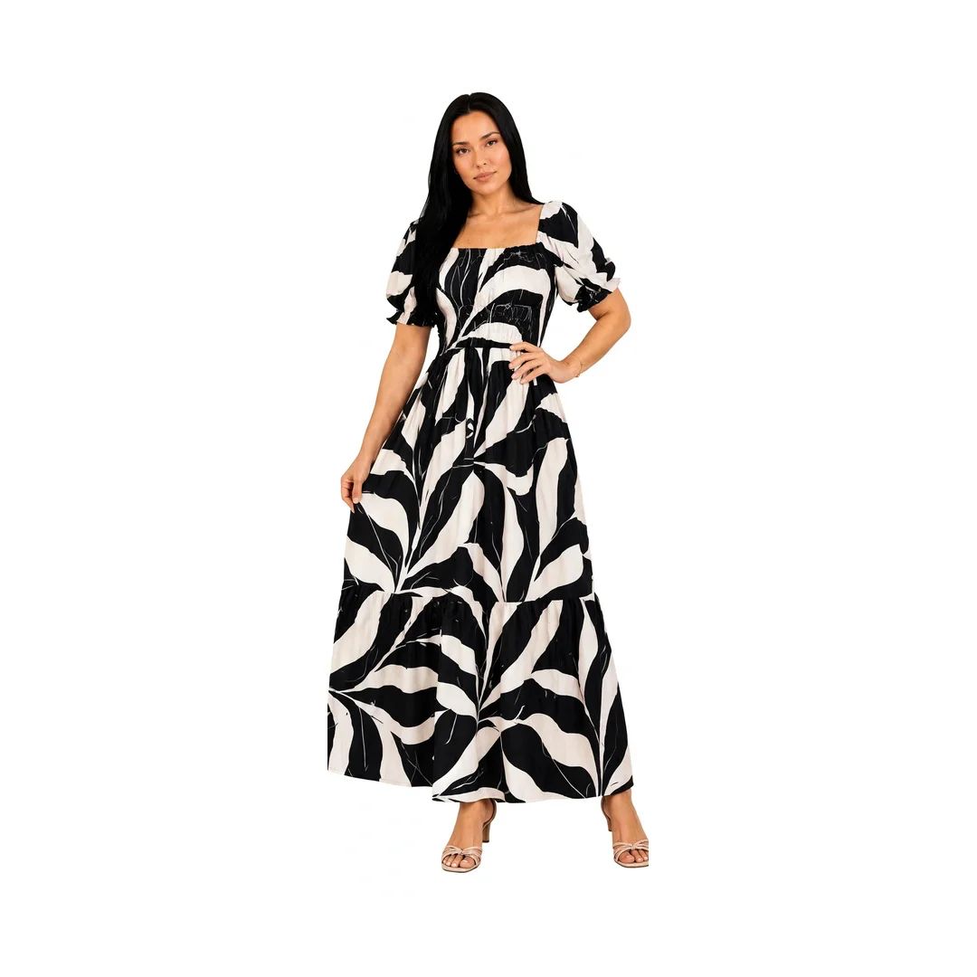 Vestido Midi Estampado P&B