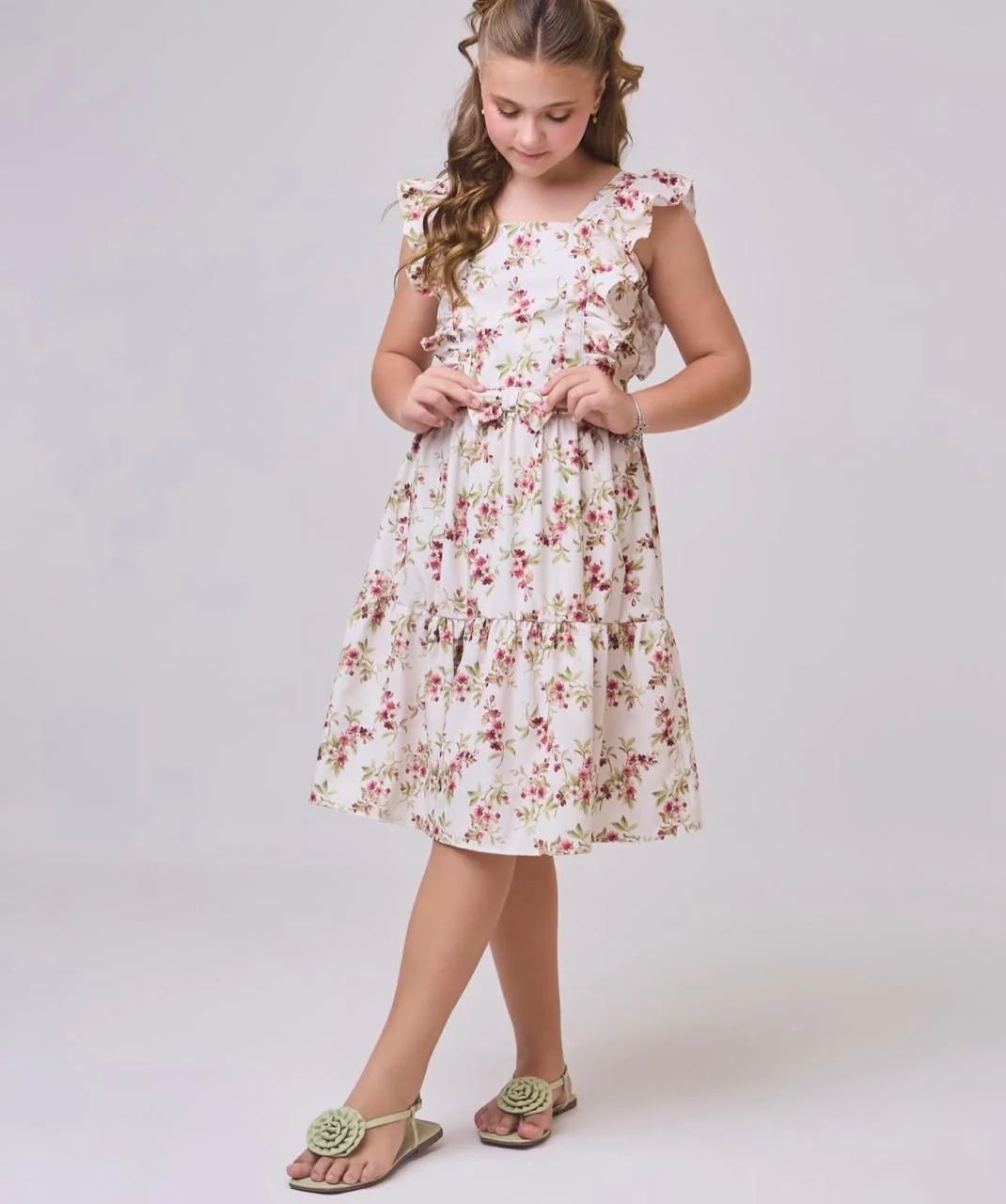 Vestido Infantil Estampado Floral