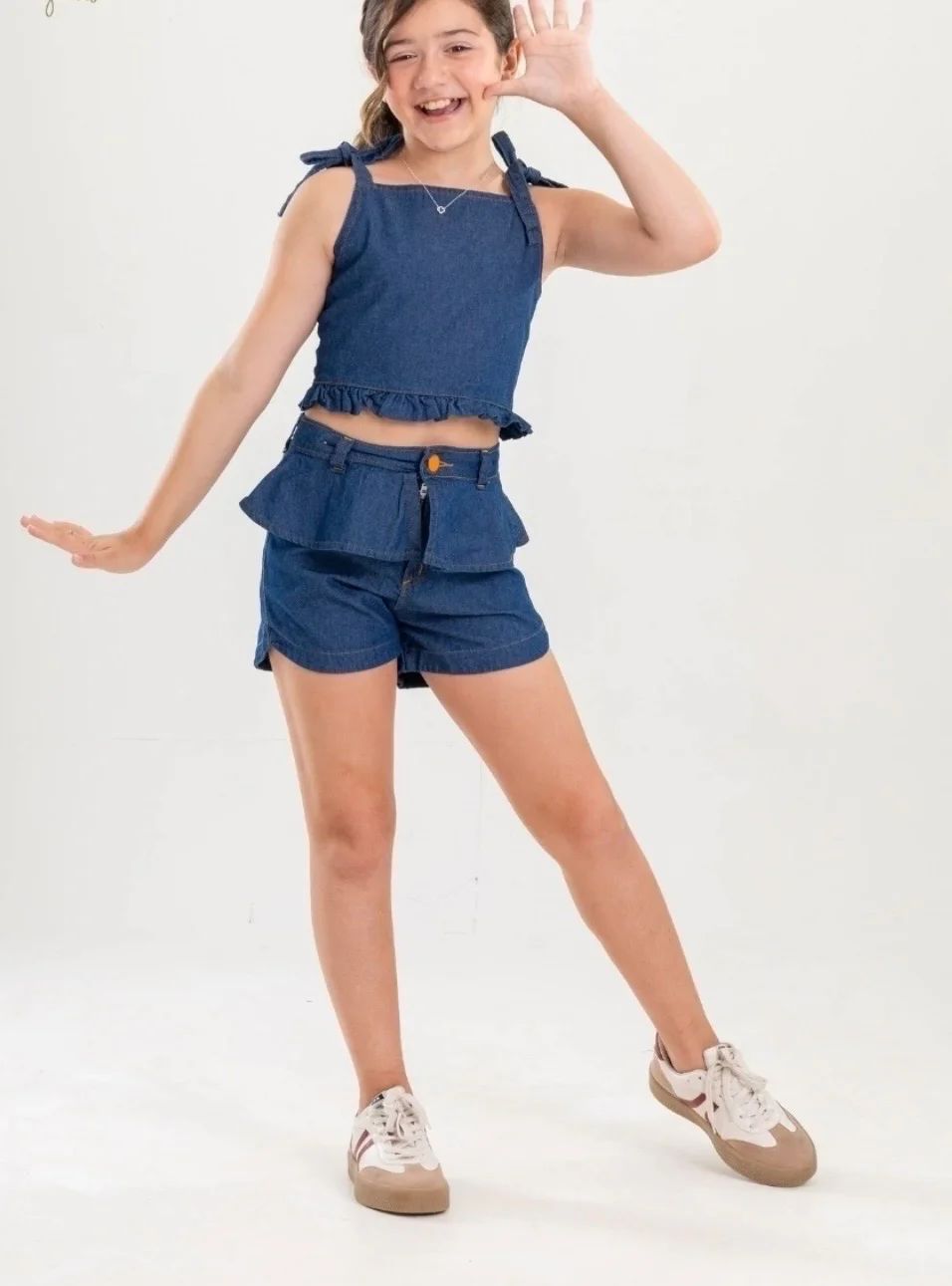 Conjunto Jeans Infantil Blusa e Short