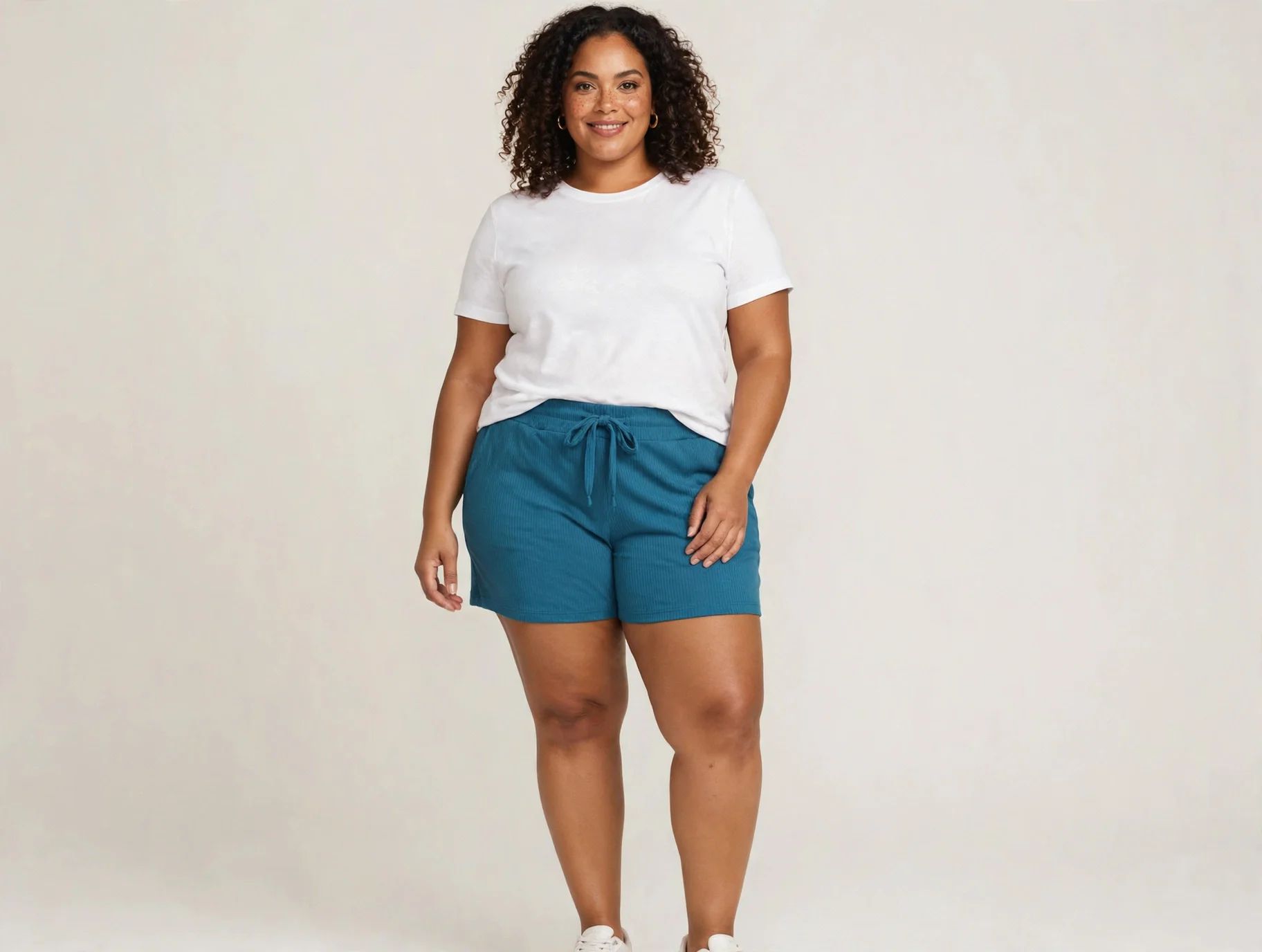 Short Feminino Azul com Cordão
