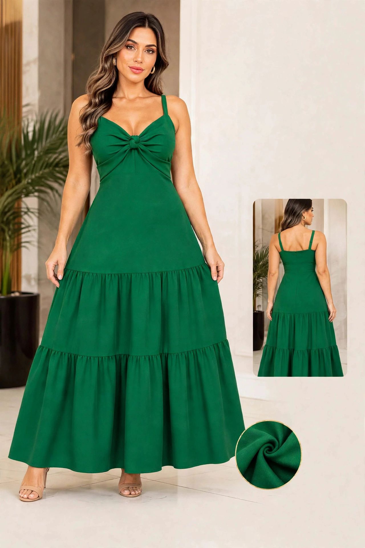 Vestido Midi Verde De Alça