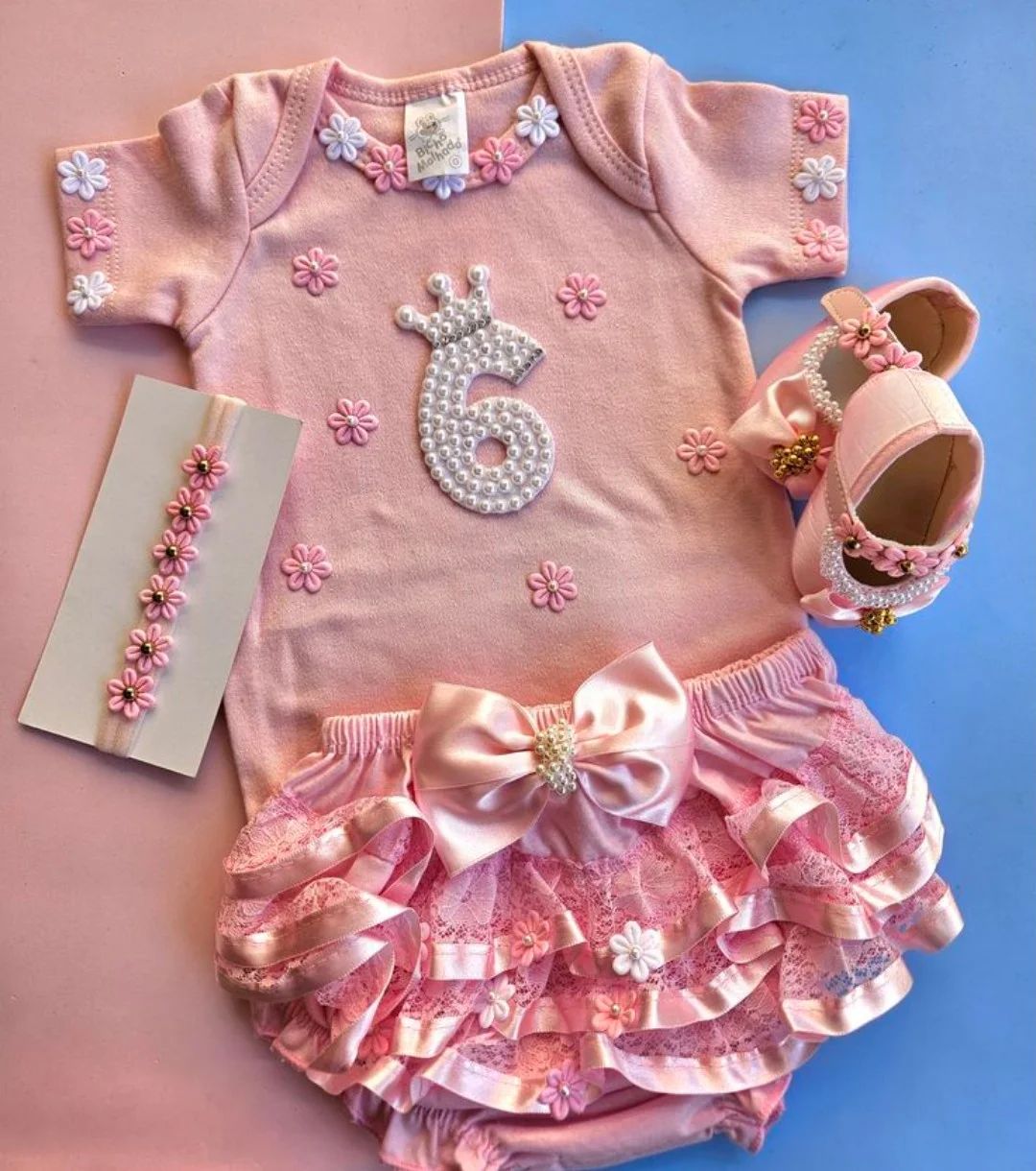 Conjunto Roupa Bebê Menina 6 Meses Com Sapatinho