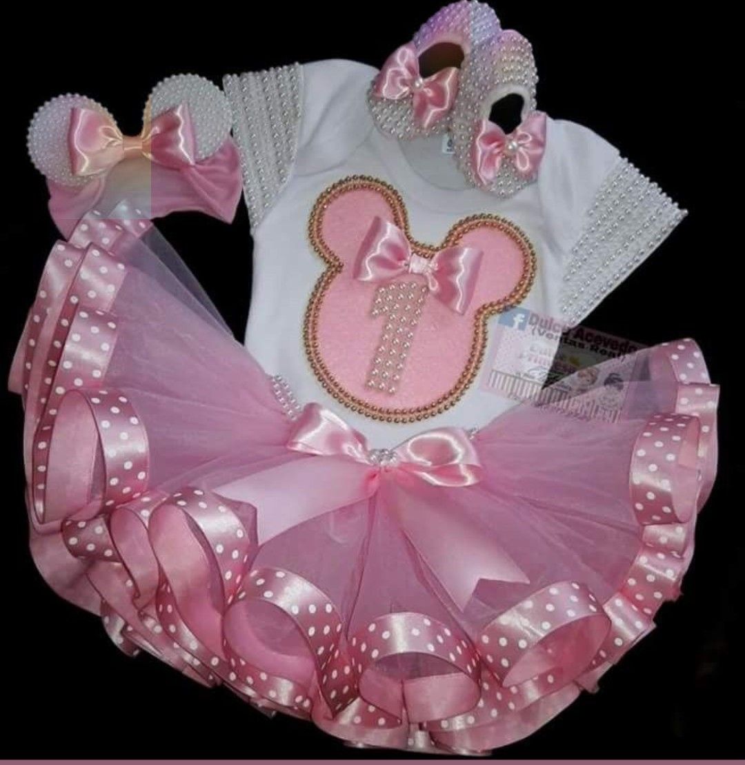 Conjunto Roupa Aniversario Minnie Rosa