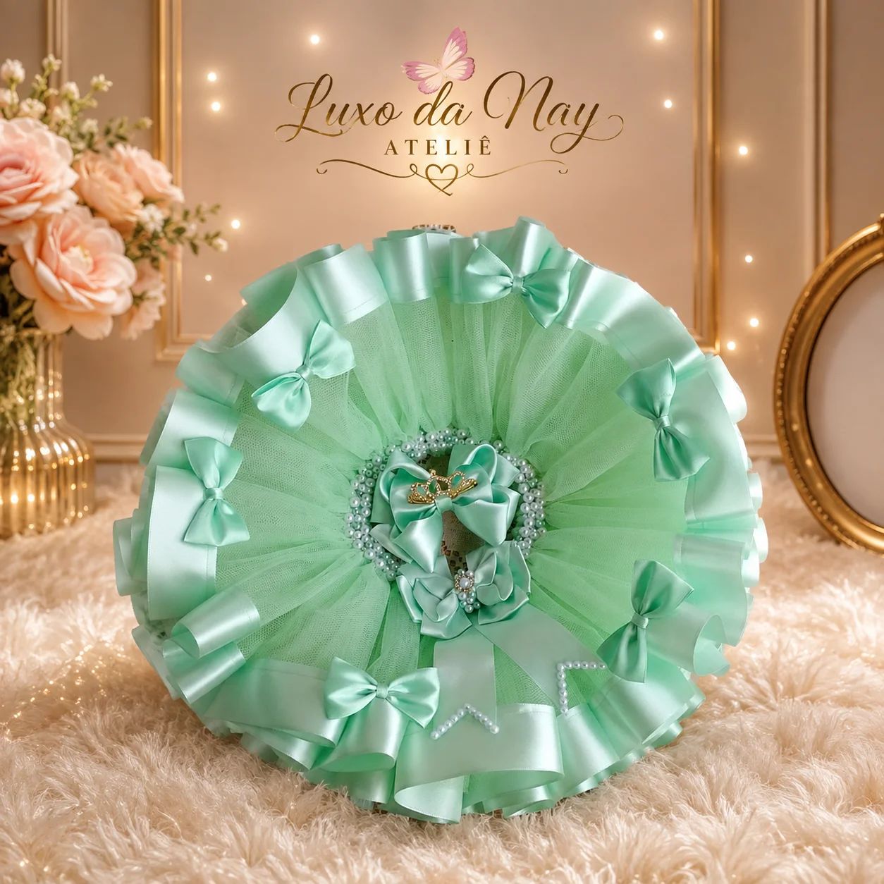 Saia Tutu Verde Menta Luxo