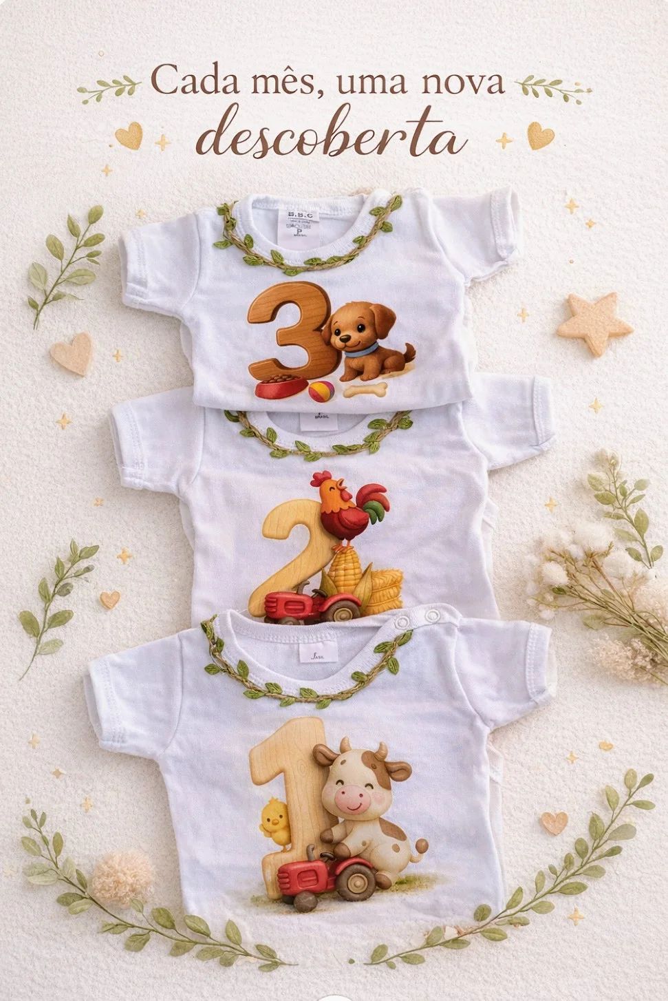 Body Infantil Mesversário Tema Fazendinha