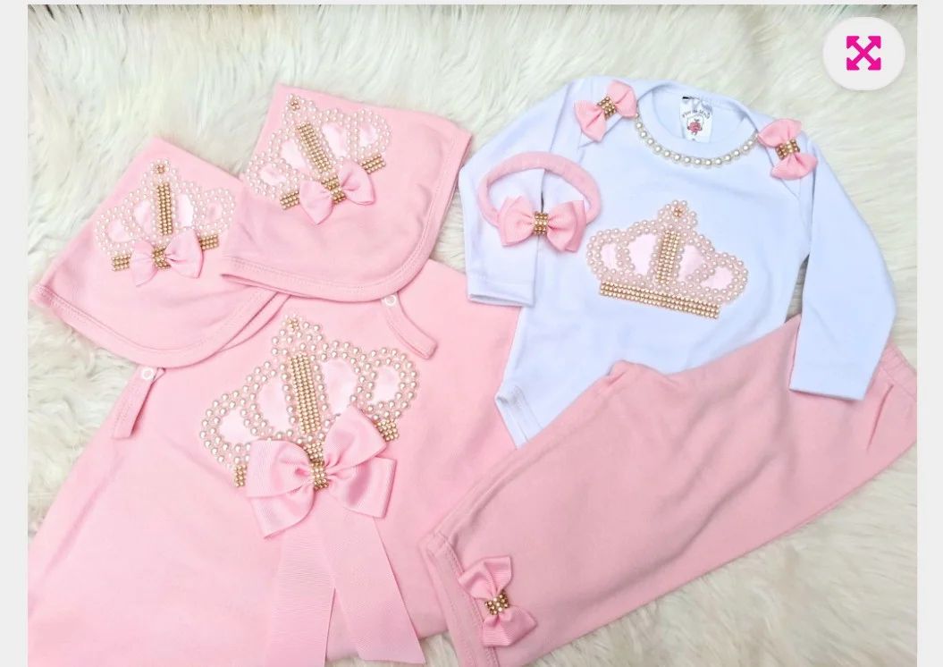 Kit Roupa de Bebê Menina Coroa