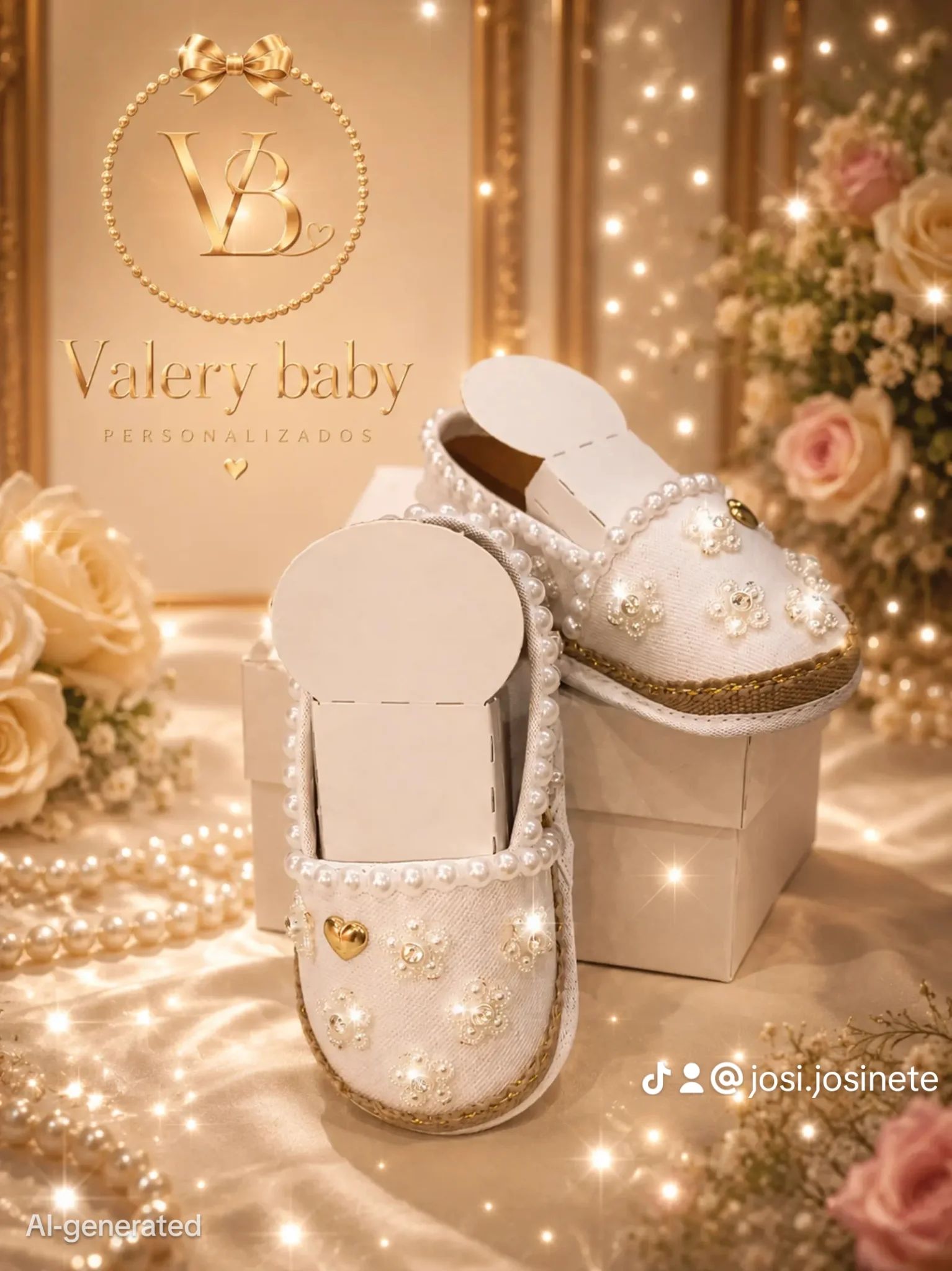 Sapatinho personalizado Valery baby com pérolas