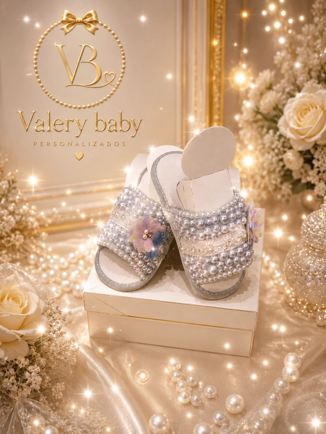 Sapatinho Valery Baby Personalizado com Pérolas