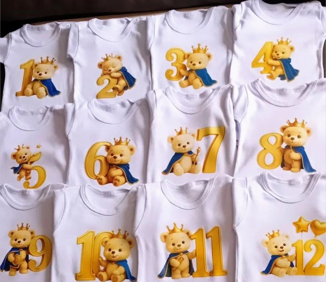 Body ou Camiseta Infantil Aniversário Urso Príncipe
