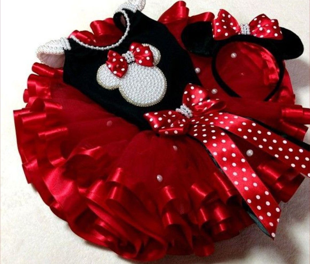Fantasia Infantil Minnie Vermelha com Tutu