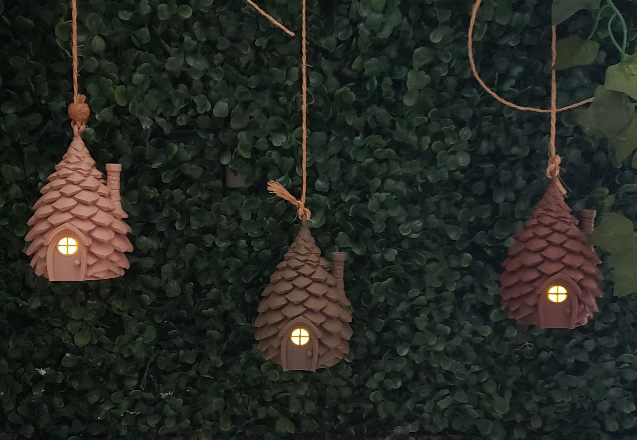 Trio Casas de Pinha Luminosas de Natal