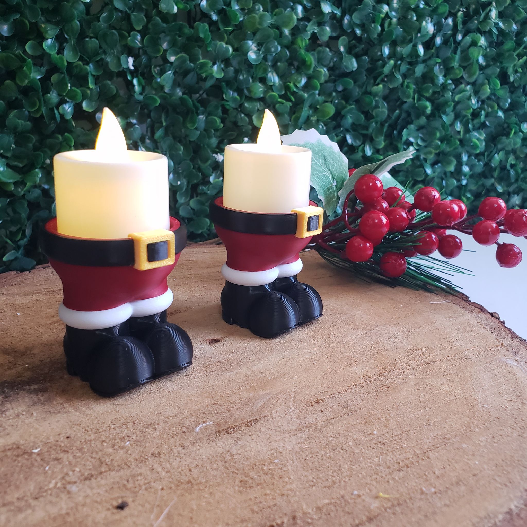 Kit com 2 Papai Noel Porta Vela