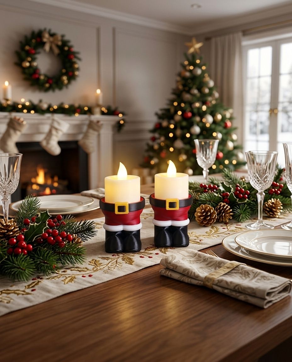 Kit com 2 Papai Noel Porta Vela