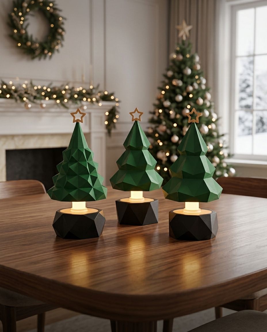 Kit Mini Árvores de Natal LED Decorativas 3 Peças