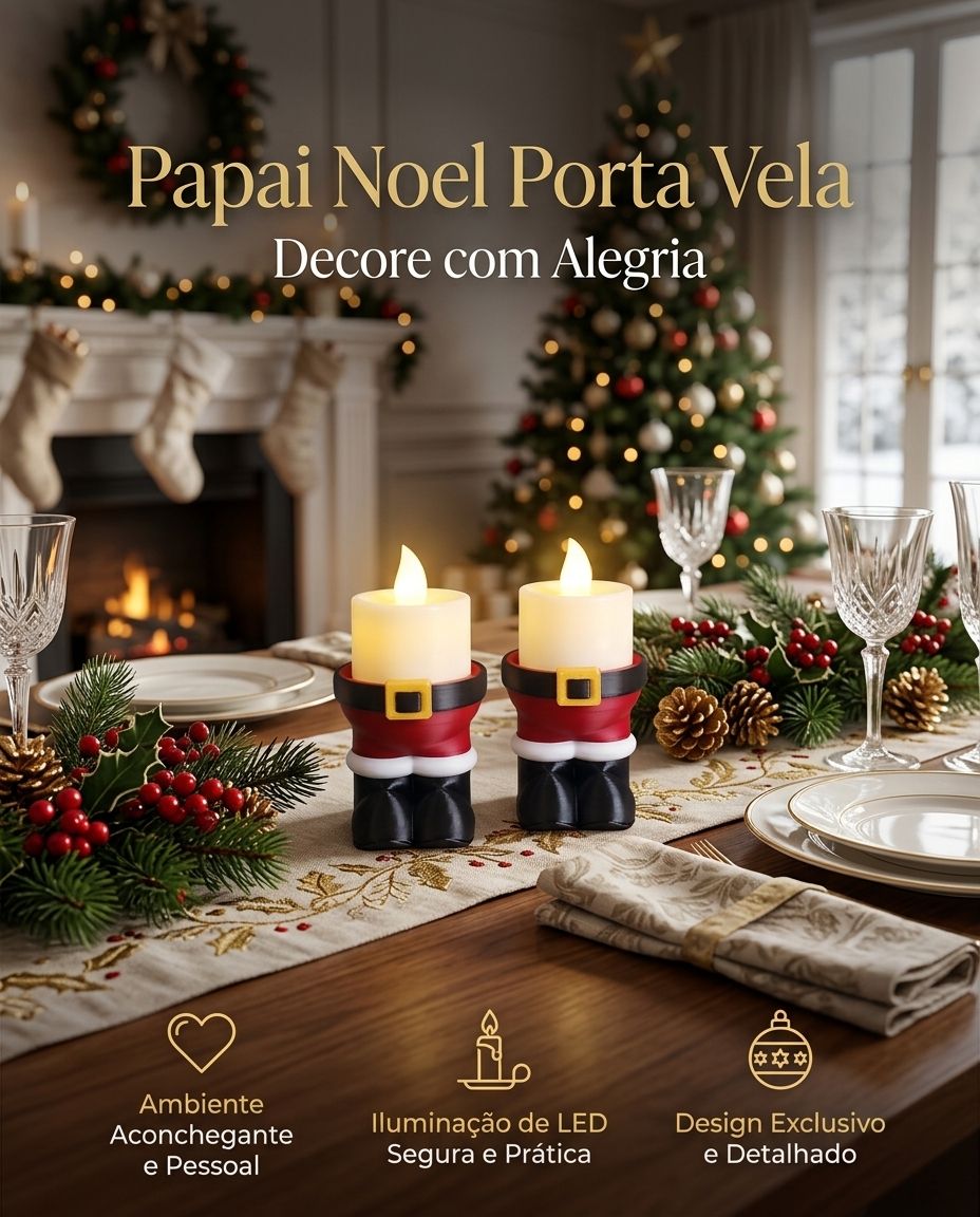 Kit com 2 Papai Noel Porta Vela