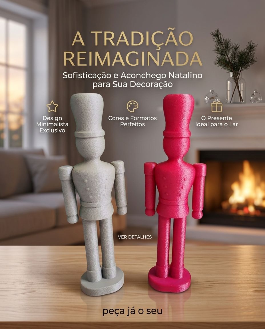 Par de Bonecos Quebra-Nozes Decorativo Minimalista