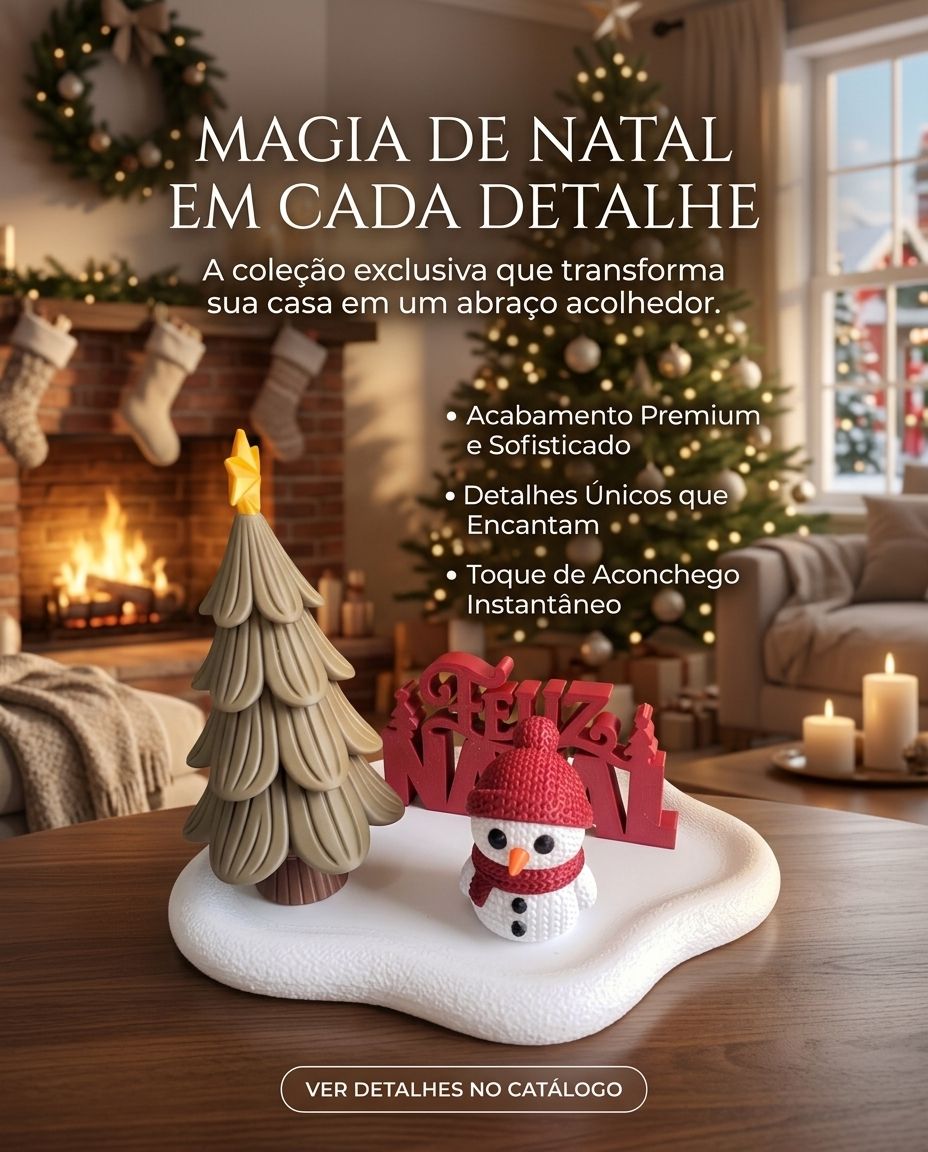 Enfeite de Natal com Árvore e Boneco de Neve