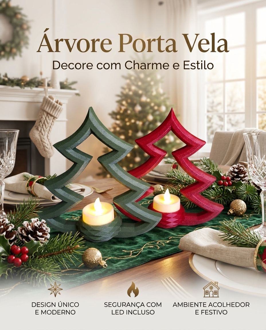 Kit 2 Árvores Porta Vela Natalina