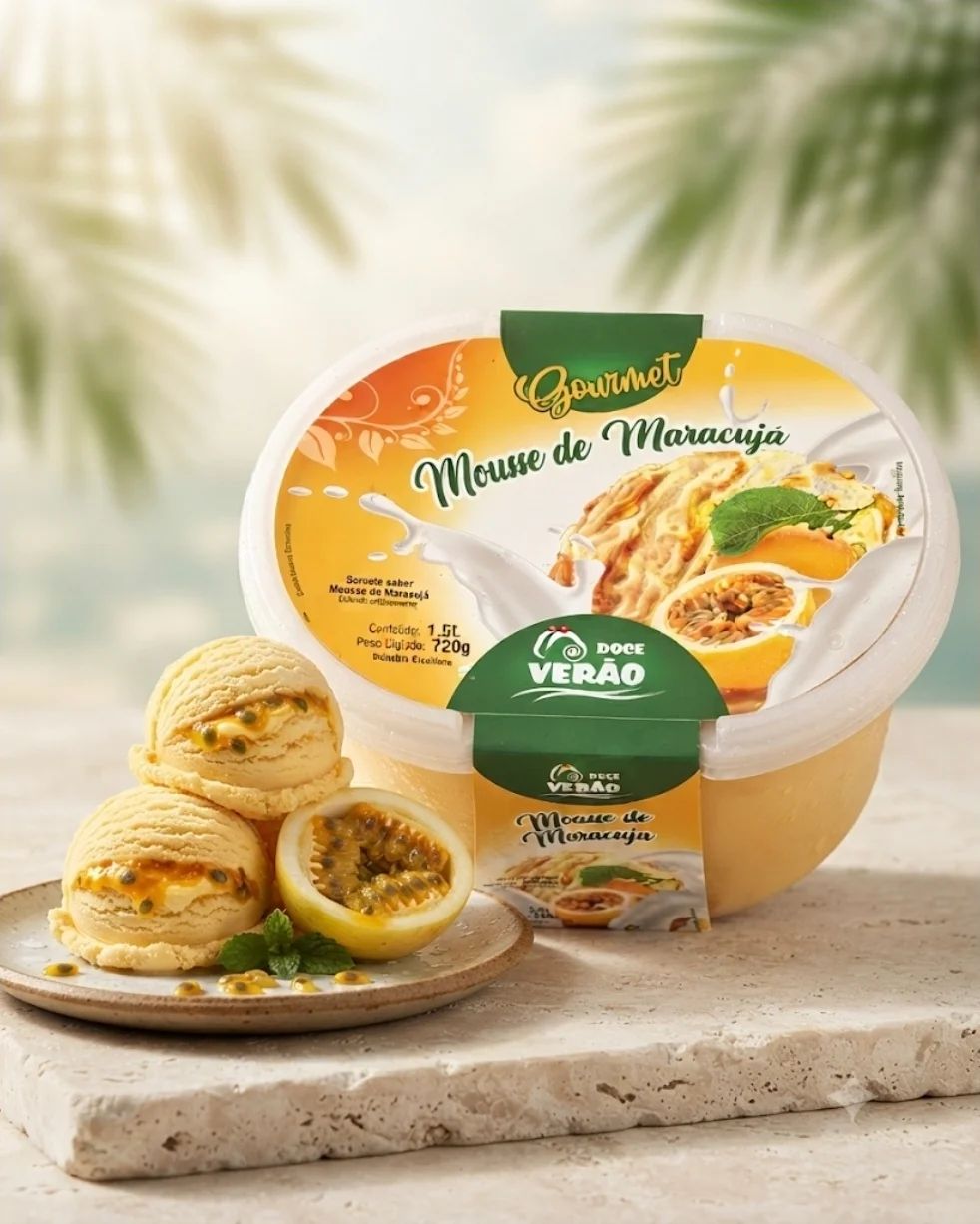 Sorvete Gourmet Mousse de Maracujá Doce Verão 1,5L