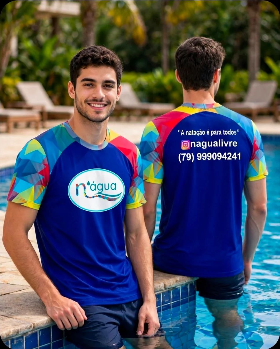 Camisa de Natação Personalizada Infantil e Adulto