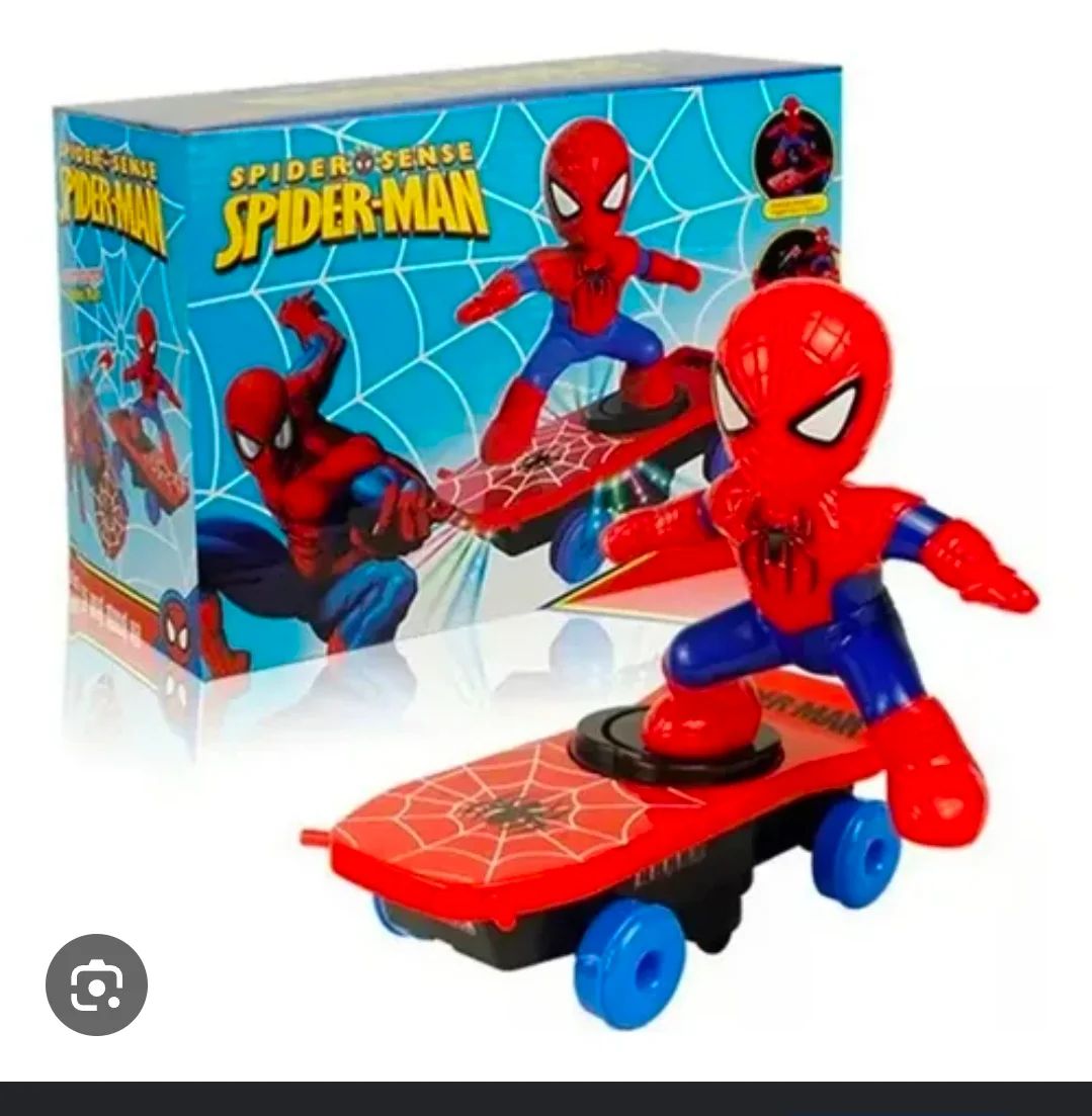 Boneco Spider-Man Skate com Luz e Caixa